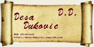 Desa Duković vizit kartica